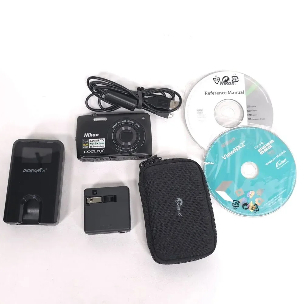 NIKON COOLPIX S4200 Black 16MP 6X Zoom Touchscreen Digital Camera Bundle Tested